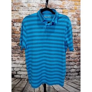 Under Armour Blue Striped Golf Polo Shirt Men's Size Medium Short Sleeve